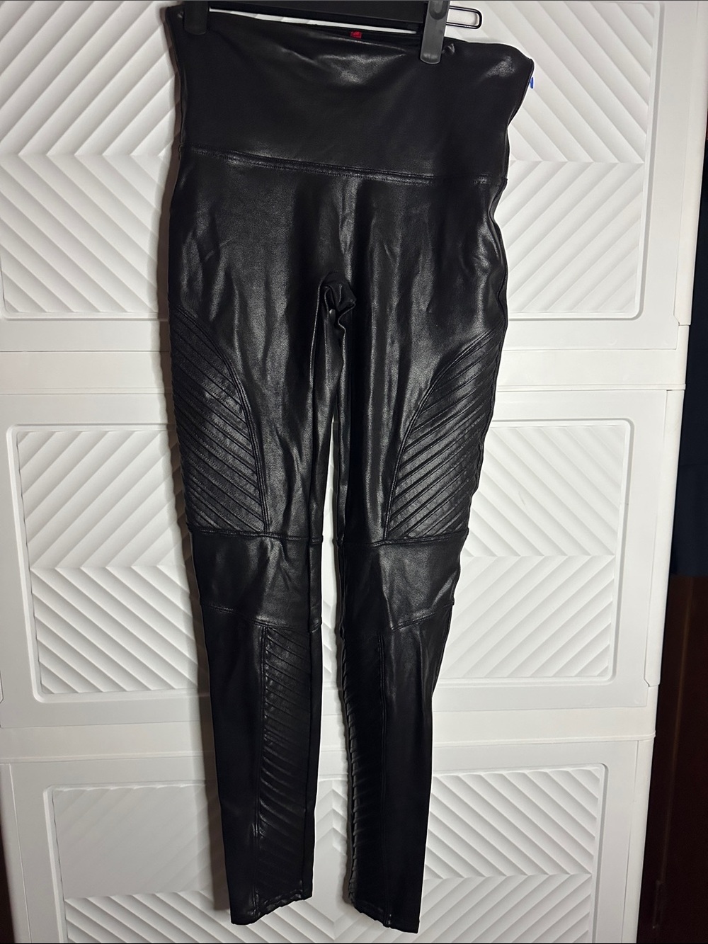 SPANX Black Faux Leather High-Waist Moto Leggings